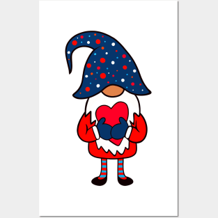 VALENTINE Gnome Romantic Red Heart Posters and Art